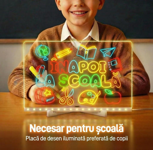 ClearGlow-Tablă LED Transparentă pentru Scris